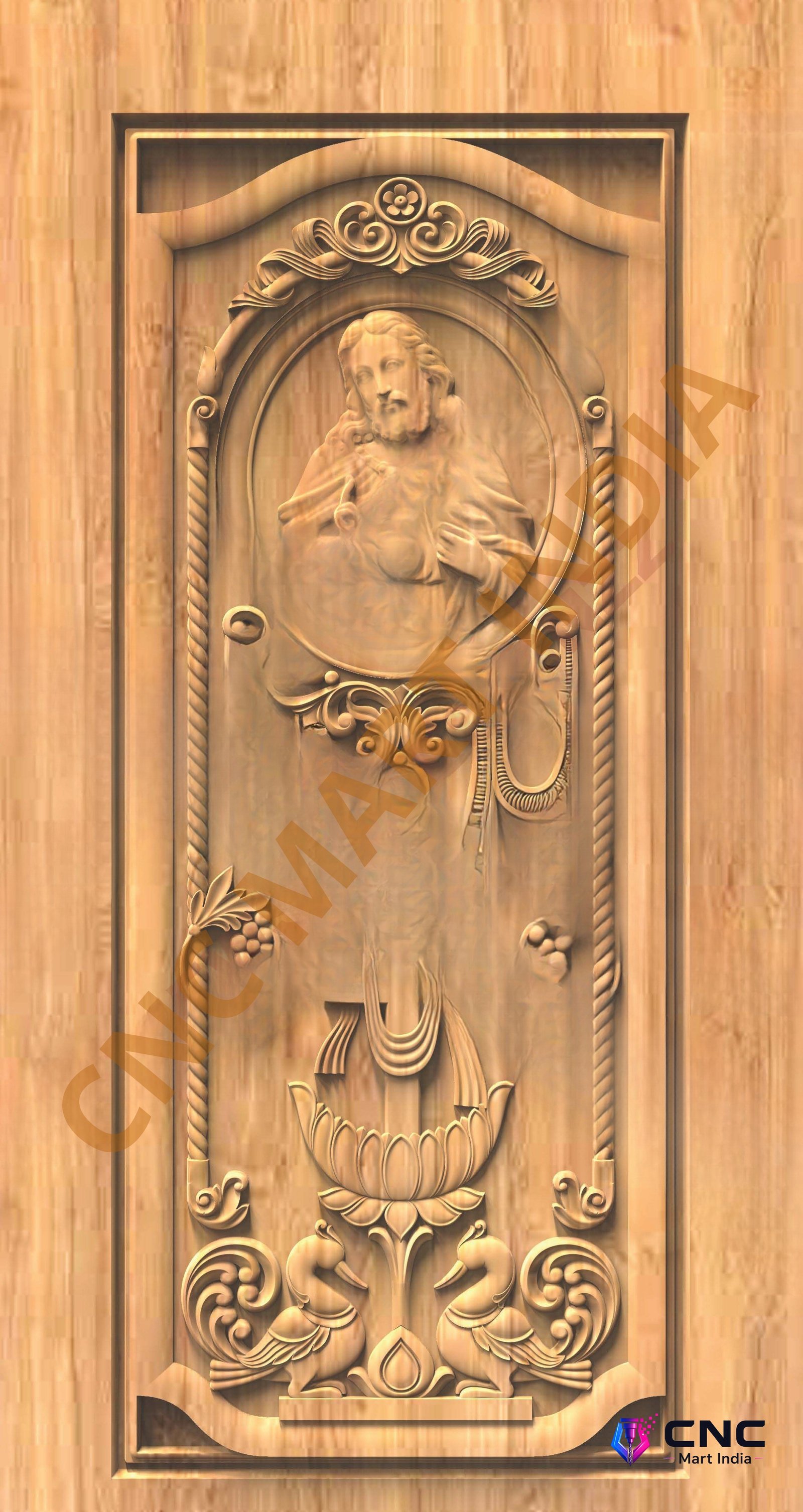 GSK EMBOSSING - EMD-03 Sacred Jesus Christ Divine Carved Wooden Door 3D Model